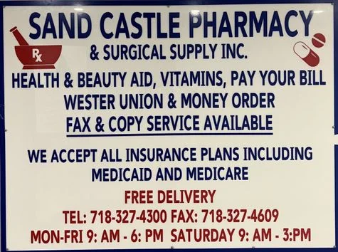 Sandcastle Pharmacy store sign